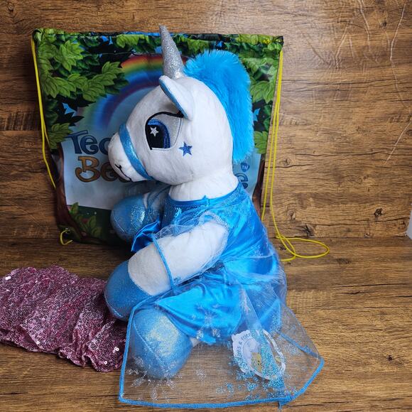Teddy Bear mobile Unicorn Stuffed Animal Blue Princess dress - Picture 3 of 4